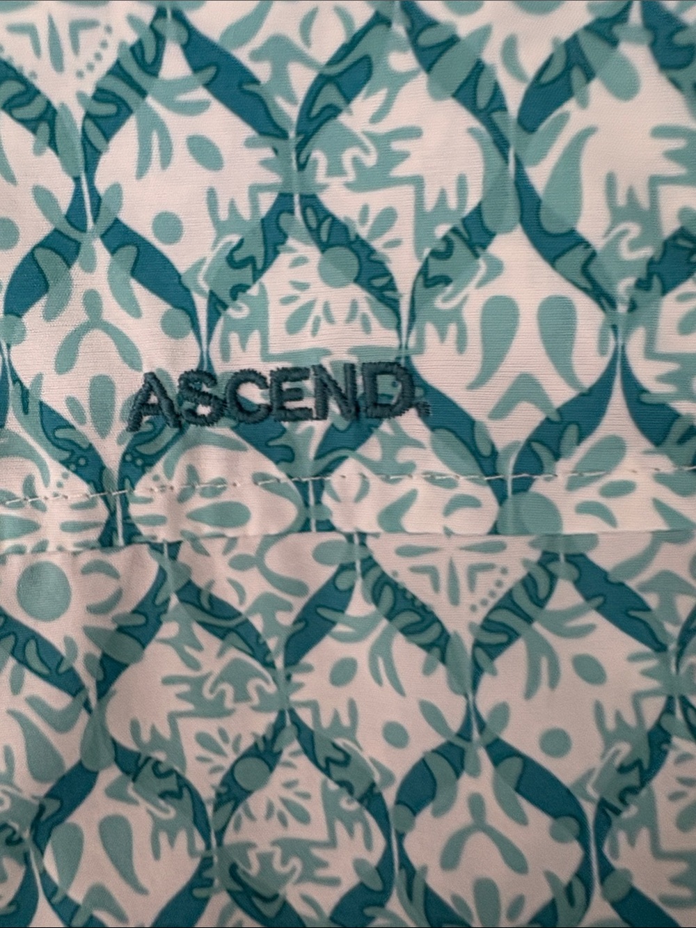 Ascend Teal and White Sleeveless Collared Blouse - Picture 11 of 13